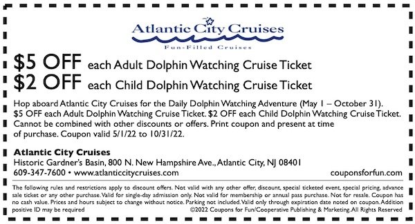 Savings coupon for Atlantic City Cruises - sightseeing