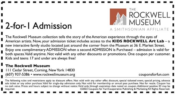 Savings coupon for The Rockwell Museum in Corning, New York