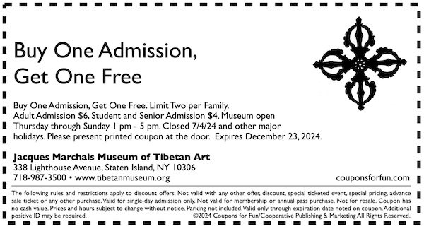 Savings coupon for Jacques Marchais Museum in Staten Island, New York