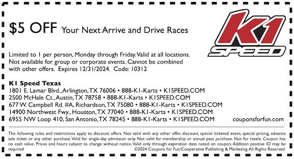TX K1 Speed Texas coupon 2022
